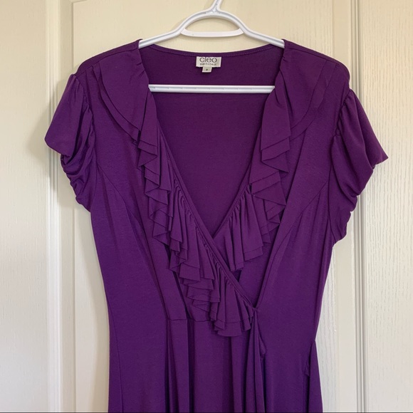 Purple, Cleo, Ruffled, Faux-Wrap Dress - Picture 1 of 6